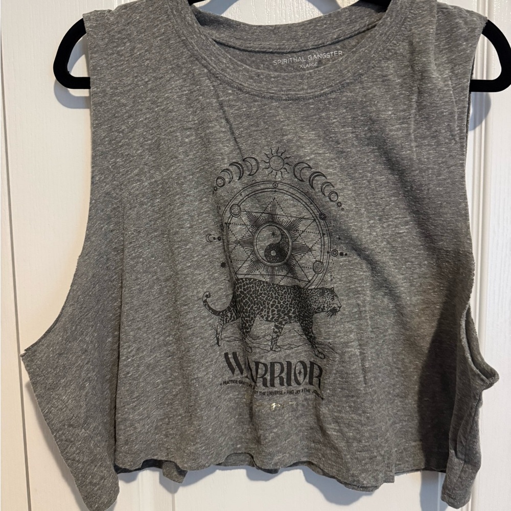 Spiritual Gangster Gray Warrior Graphic Crop Top